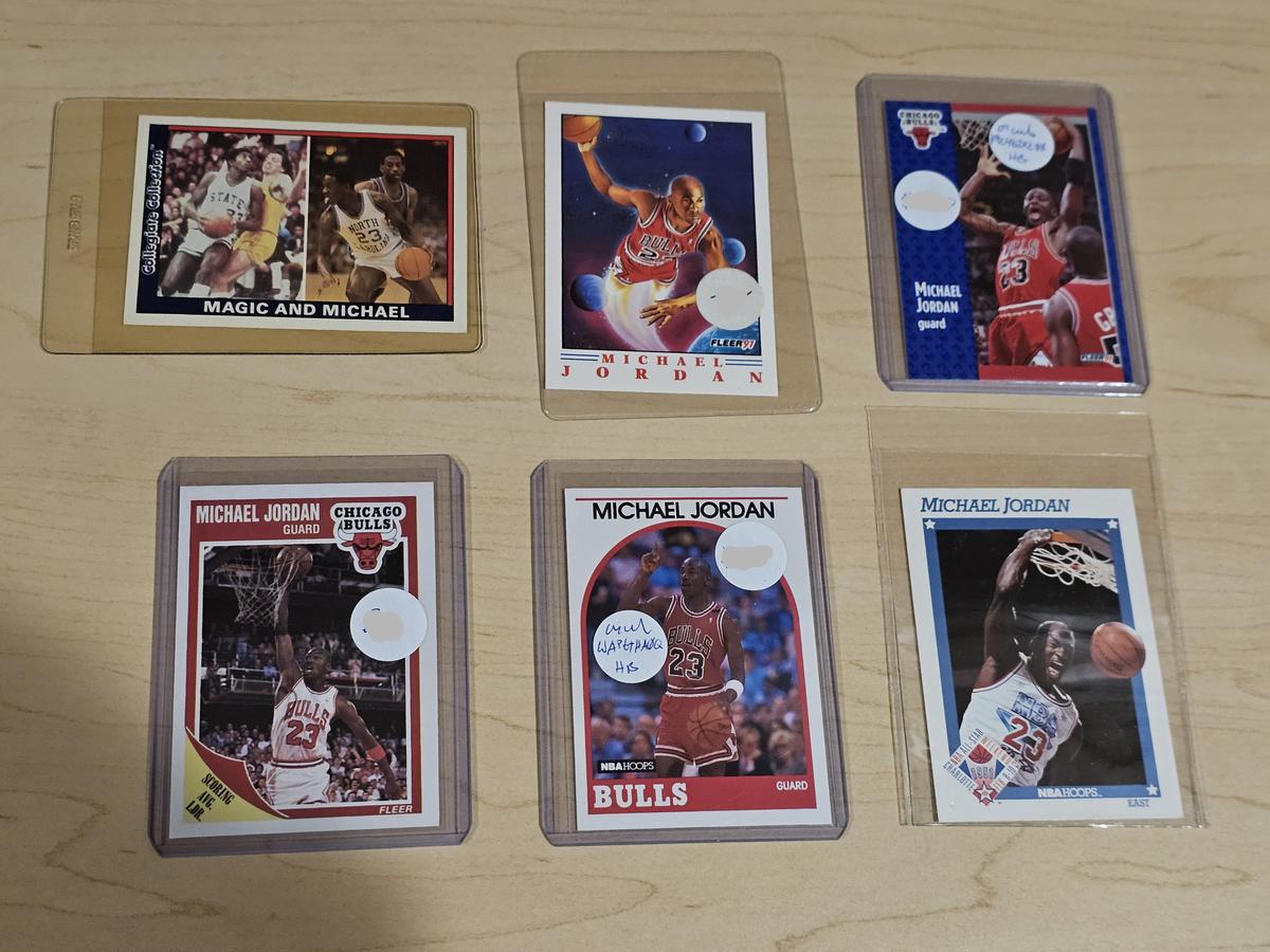 Michael Jordan Trading Card Collection in Plastic Protective Sleeves