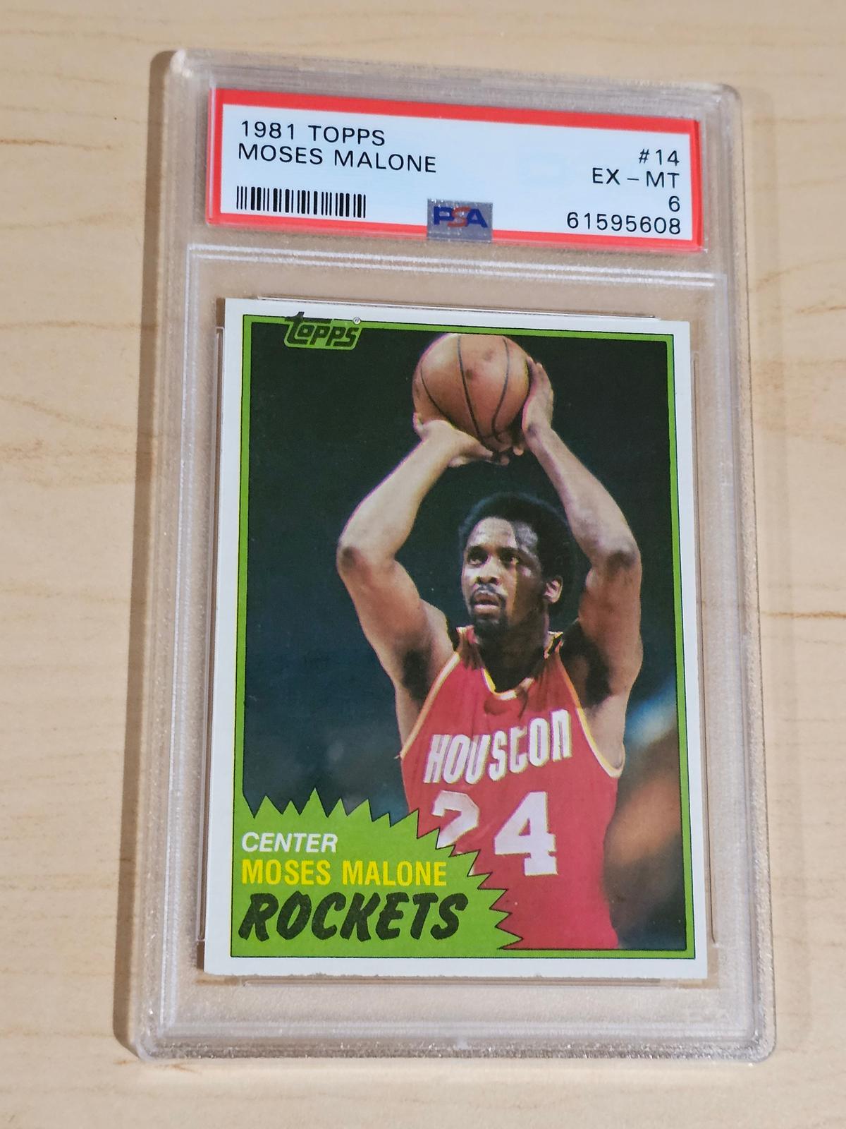 Topps 1981 Moses Malone Card - PSA Graded Mint 6