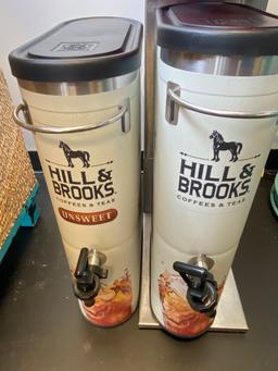 Large Coffee And Tea Brewers With (2) Brew Into Serving Canisters. 
