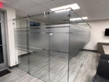 Glass Office Partition, 17Ft Deep X 8 Ft Wide X 84" High