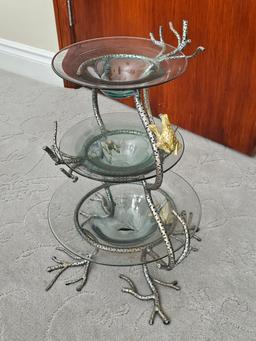 Frogs and Branch Themed Metal and Glass Decor