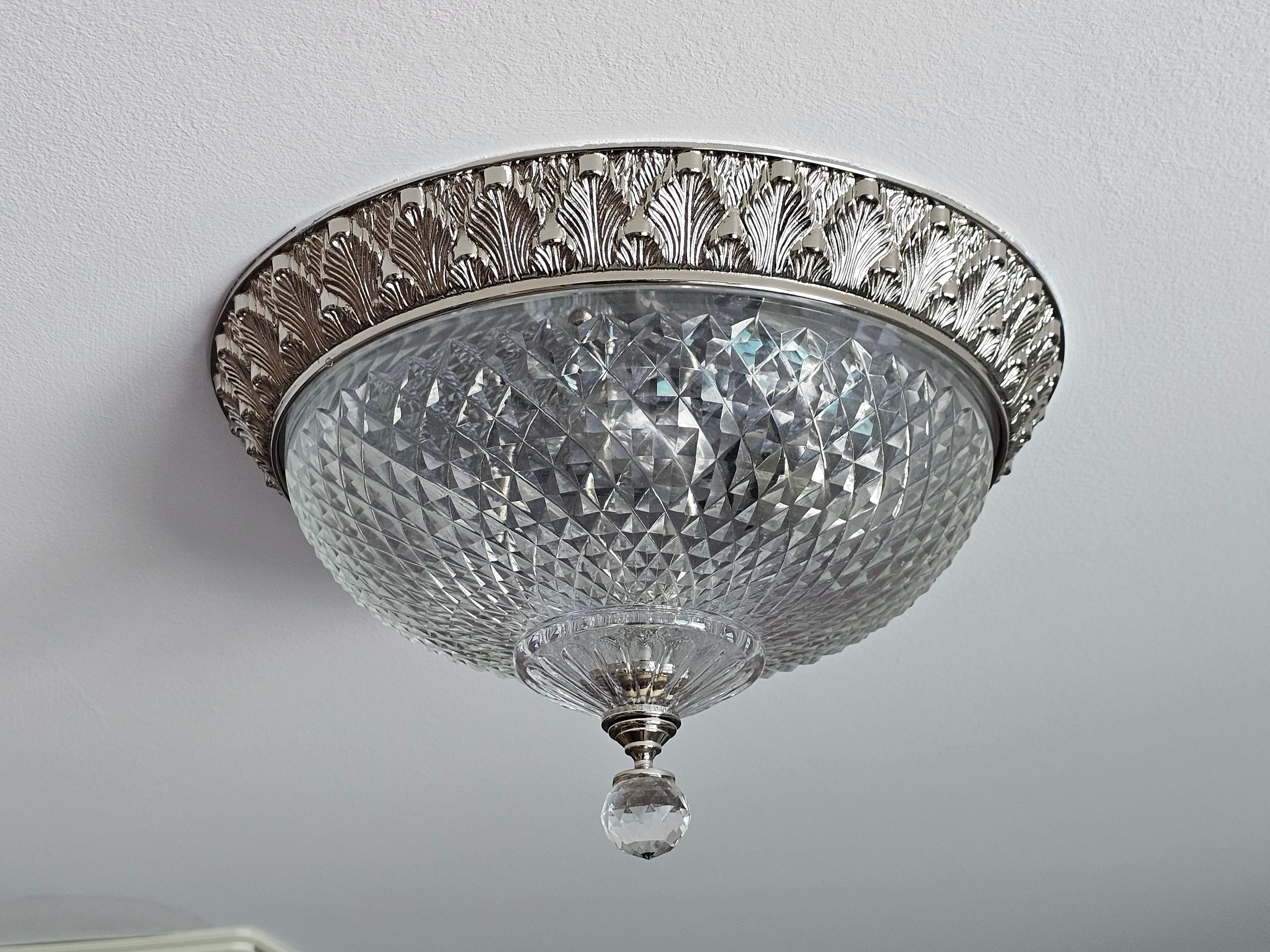 Crystal and Metal Light Fixture