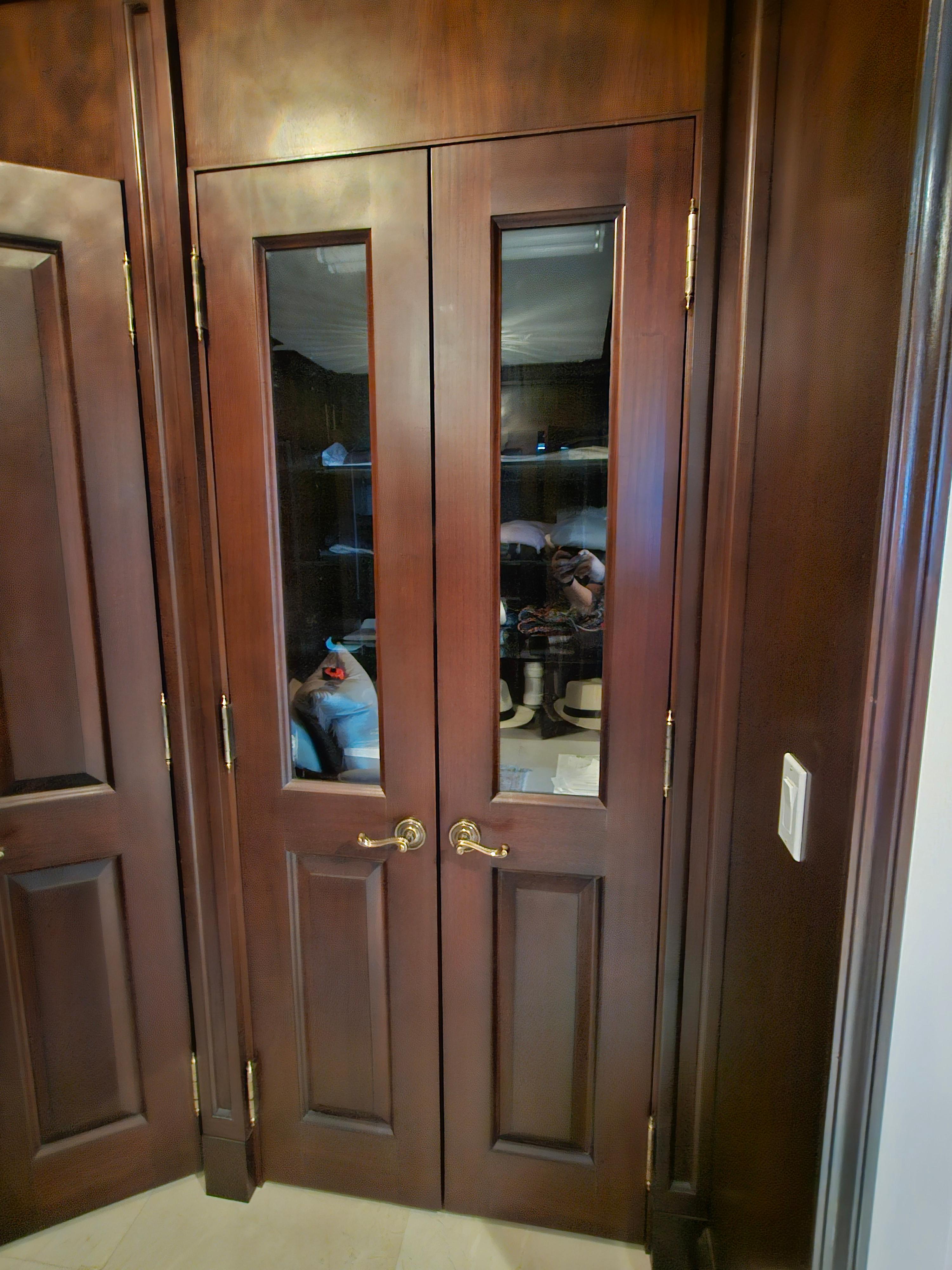 34" x 83" Double Wood and Glass Closet Doors with Hardware