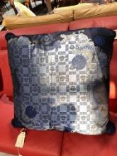 Versace Pillow Large, 24' X 24" Pillow in Dark Blue and Light Blue with Hint of Grey