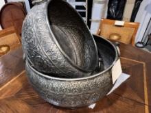 Hand Hammered Matching Metal Bowls - 14 and 18 inches in Diameter - Estimated Auction Price: $200.00