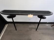 Modern Black Two Legged Wall Table with Velvet Inset  - 49.5 x 31 In H x 12 inches - Estimated Aucti
