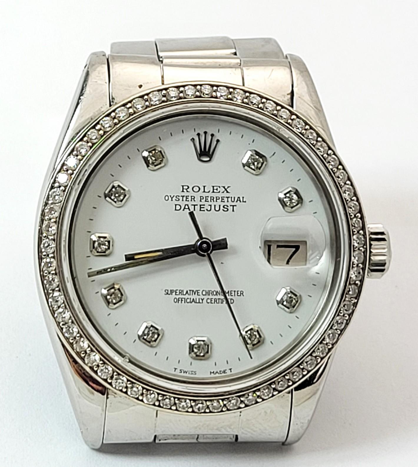 Mens ROLEX Datejust Diamond Dial & Bezel Oyster Band 36mm Watch