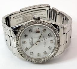 Mens ROLEX Datejust Diamond Dial & Bezel Oyster Band 36mm Watch