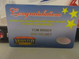 Tom Brady of the New Engalnd Patriots signed autographed mini football helmet Mounted Memories