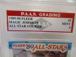 Magic Johnson LA Lakers 1989-90 All Star Sticker #5 graded PAAS Mint 9