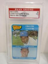 Sandy Koufax Don Drysdale 1965 Topps 1964 NL ERA Ldrs #8 graded PAAS NM 7