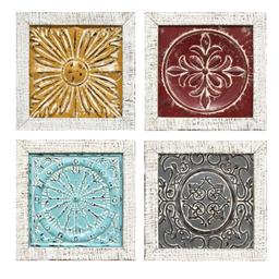 Stratton Home Rustic Metal And Wood Set Of 4 Wall Art With Multi Finish S07709