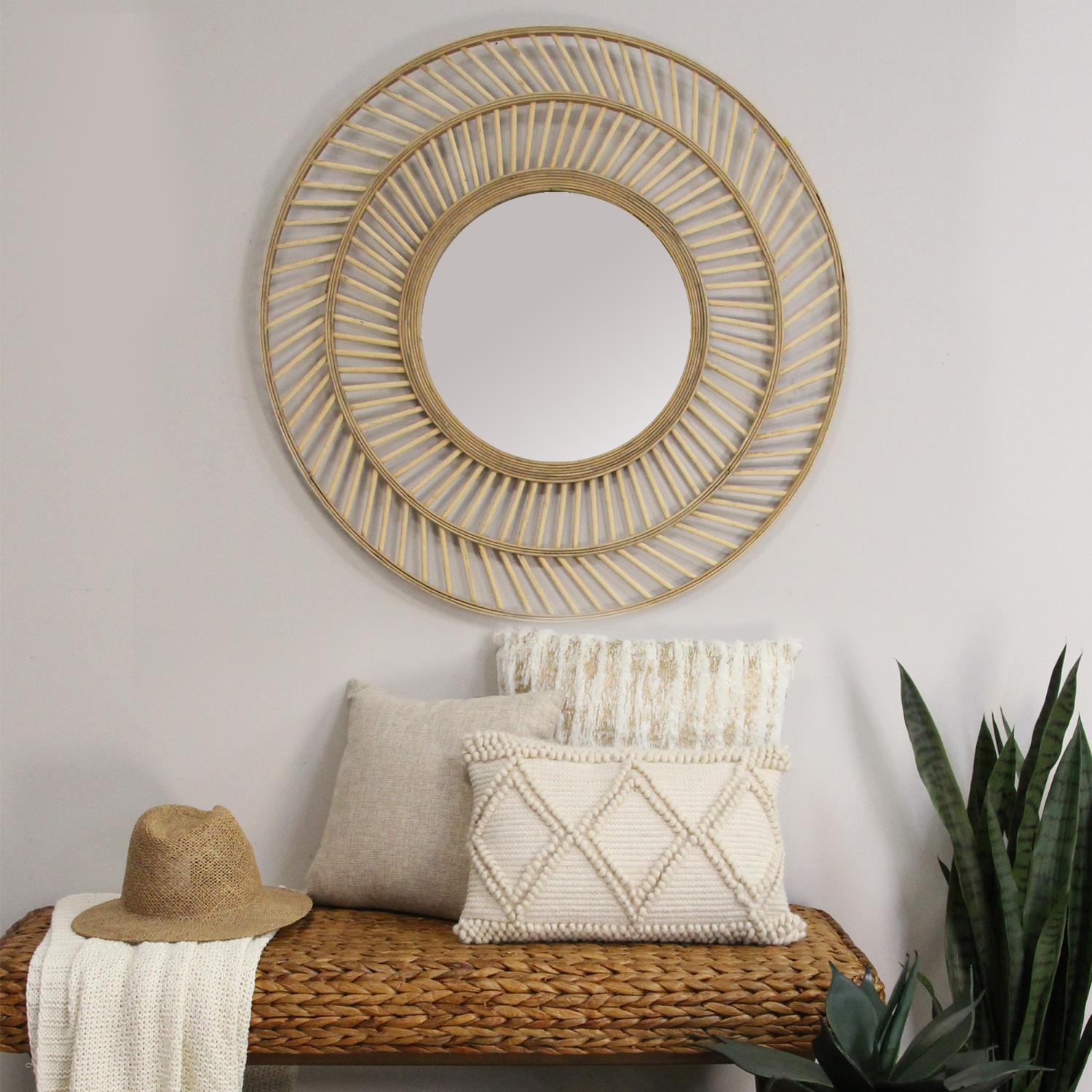 Stratton Home Decor 31.50" Kristen Rattan Wall Mirror S23821