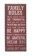 Wooden "Family Rule" Wall Panel 16"W, 32"H 65331