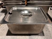 (35) All S.S. Insert Pans w. Lids - 12" x 10" x 6"