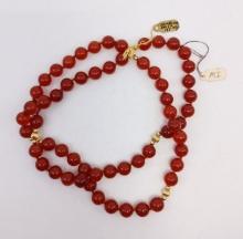 Carnelian and Gold Beaded Necklace