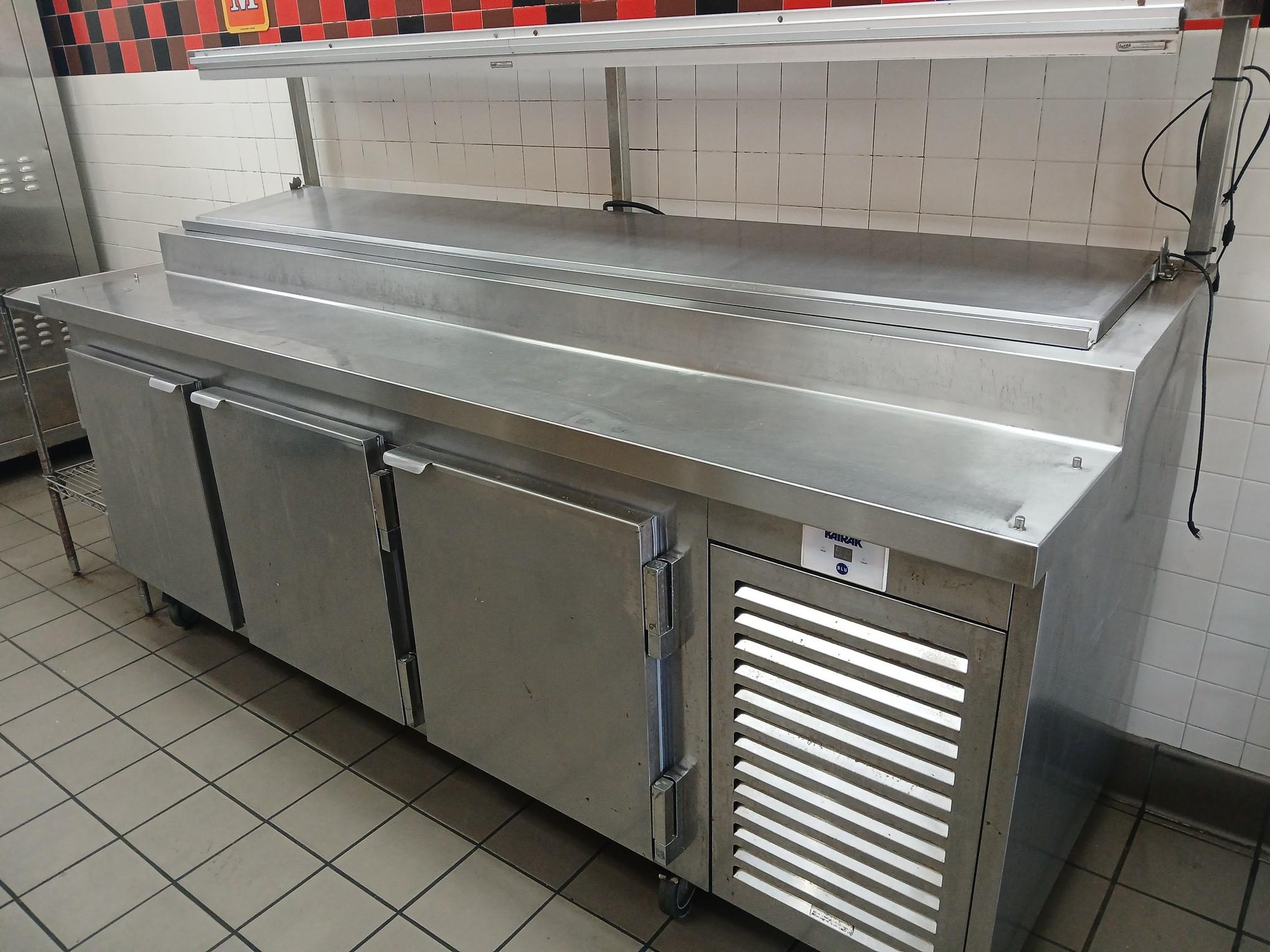 KAIRAK Model #KBP-91S Refrigerated Sandwich Prep Table / 91" Digital Prep Table W/ Over Shelf