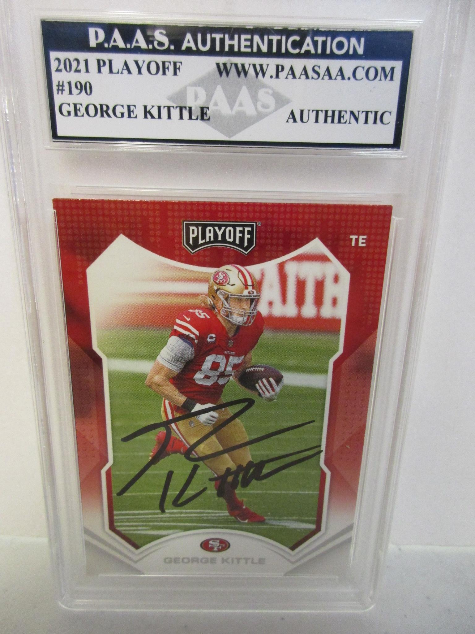 George Kittle of the San Francisco 49ers signed autographed slabbed sportscard PAAS Holo 054
