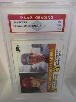 Steve Carlton Jack Morris 1984 Topps #136 graded PAAS graded NM 7.5