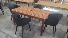 BRAND NEW OUTDOOR 100% FSC SOLID WOOD 59" RECTANGULAR TABLE WITH 4 RECYCLED PLASTIC & ALUMINUM LEGS