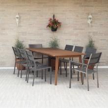 BRAND NEW OUTDOOR 100% FSC SOLID WOOD  TABLE 85" X 37" WITH 8 ALUMINUM CHAIRS
