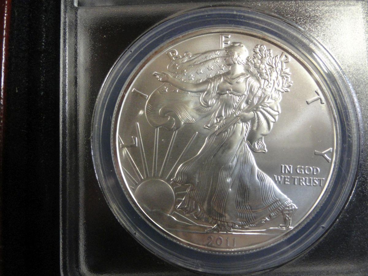 2011 ANACS MS70 SILVER EAGLE IN WOODEN DISPLAY BOX