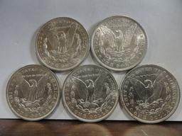 (5) UNCIRCULATED 1896 MORGAN SILVER DOLLARS