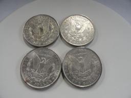 (4) AU-BU MORGAN SILVER DOLLARS: 1886, 1887, 1888, 1889