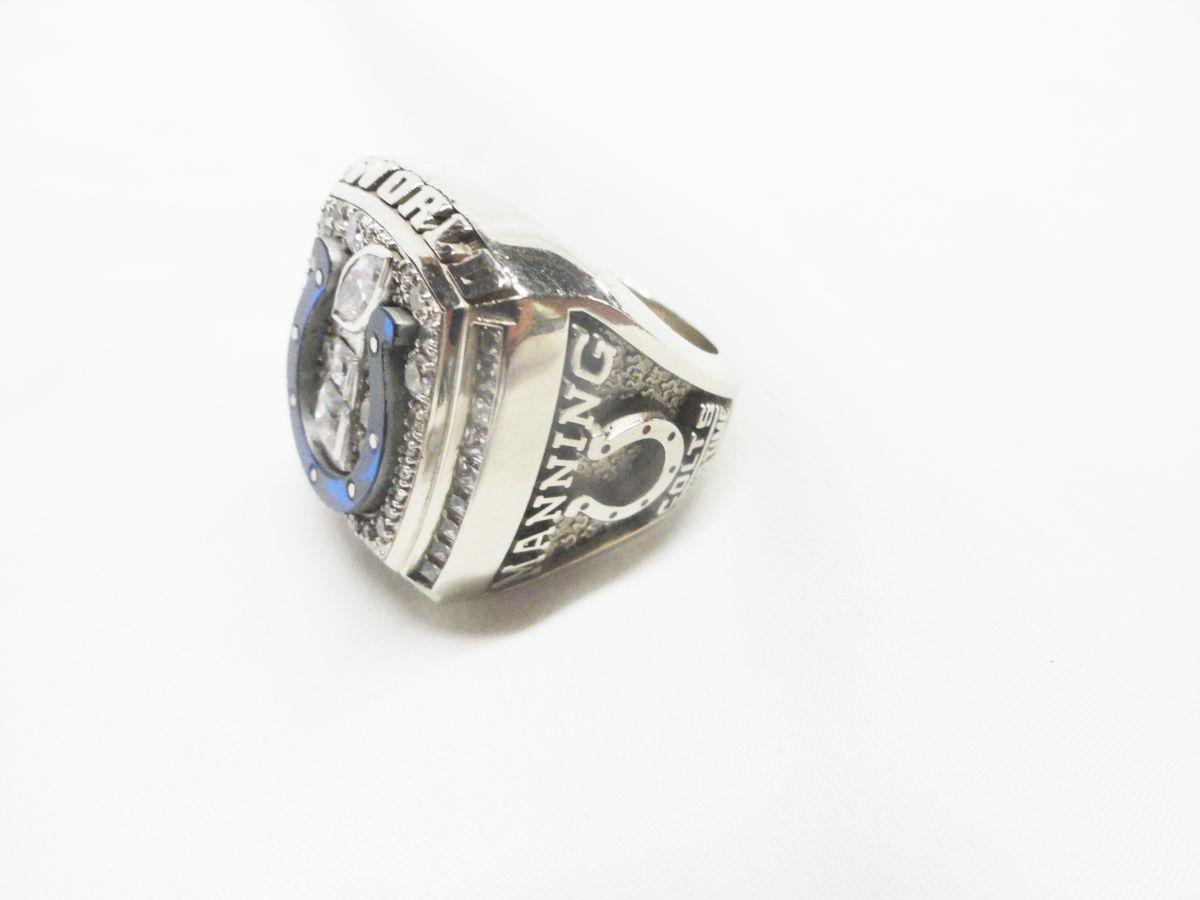 HERFF JONES (SAMPLE) 10KT  WHITE GOLD COLTS WORLD CHAMPIONS RING MANNING (64.9 GRAMS)