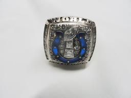 HERFF JONES (SAMPLE) 10KT  WHITE GOLD COLTS WORLD CHAMPIONS RING MANNING (64.9 GRAMS)