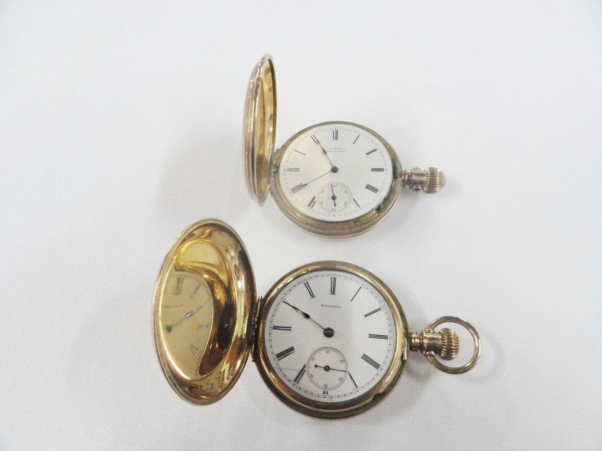 2 GOLD FILLED HUNTER CASE POCKET WATCHES: