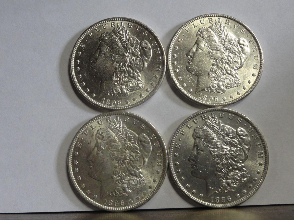 (4) 1896 BU MORGAN SILVER DOLLARS