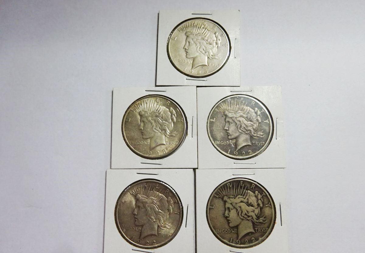 (5) PEACE SILVER DOLLARS: 1922, (2) 1922-D, 1923-D, 1926-S