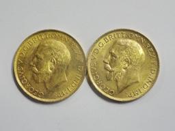 (2) 1927 GEORGE V SOUTH AFRICA MINT SOVEREIGN GOLD COINS