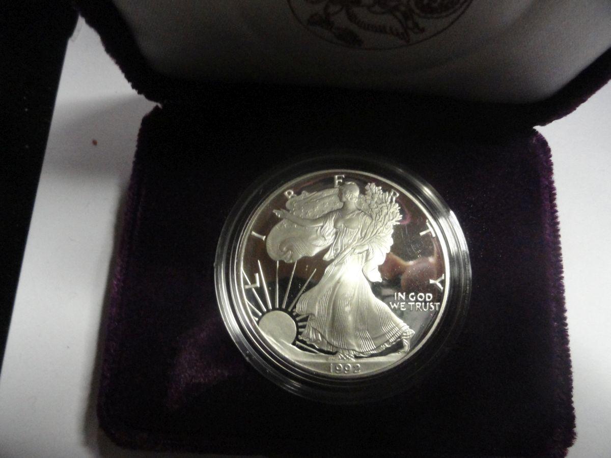 (2) 1992 PROOF AMERICAN EAGLE .999 SILVER ONE TROY OUNCE COINS