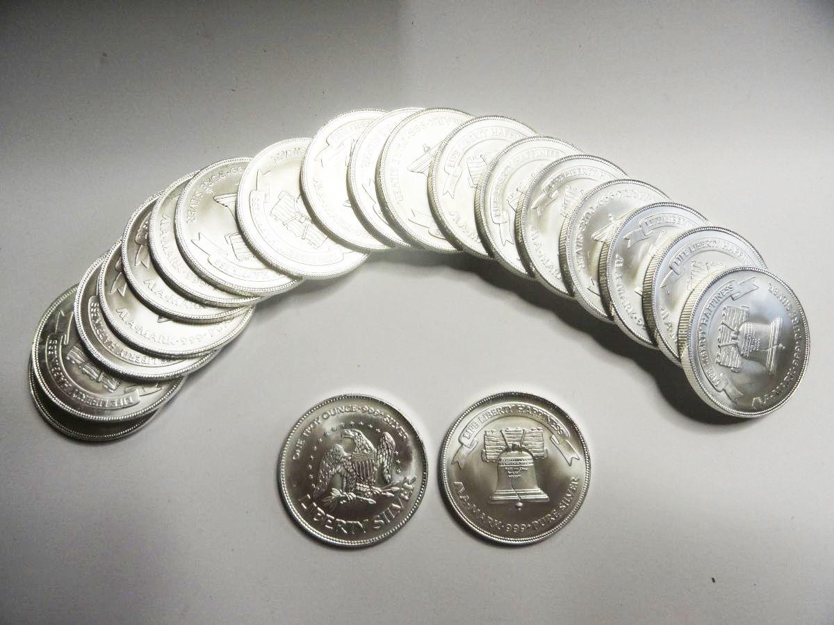 ROLL OF (20) A-MARK ONE TROY OUNCE .999 FINE SILVER ROUNDS