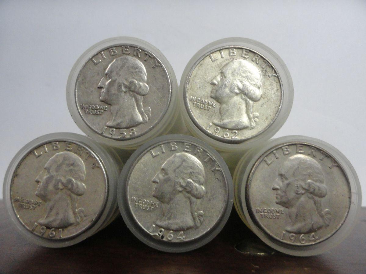 (5) ROLLS OF (40) PRE-1965 SILVER WASHINGTON QUARTERS