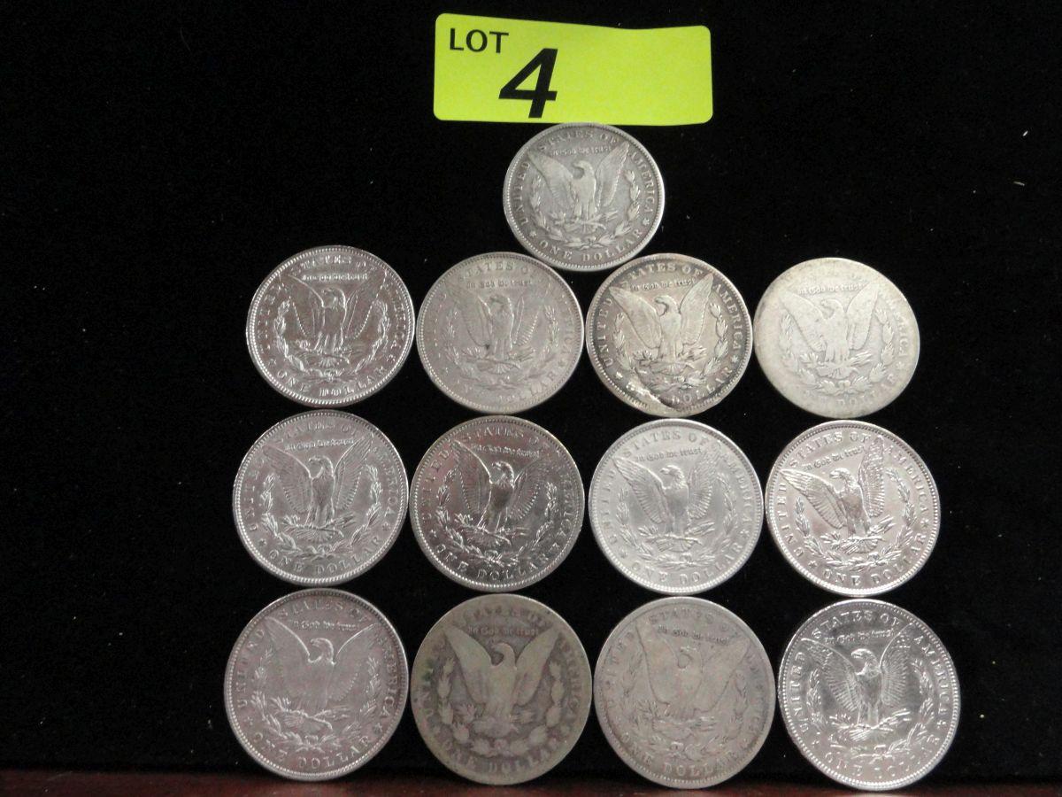 (13) MIXED DATE MORGAN SILVER DOLLARS: