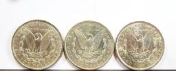 (3) NICELY TONED MORGAN SILVER DOLLARS IN CASE