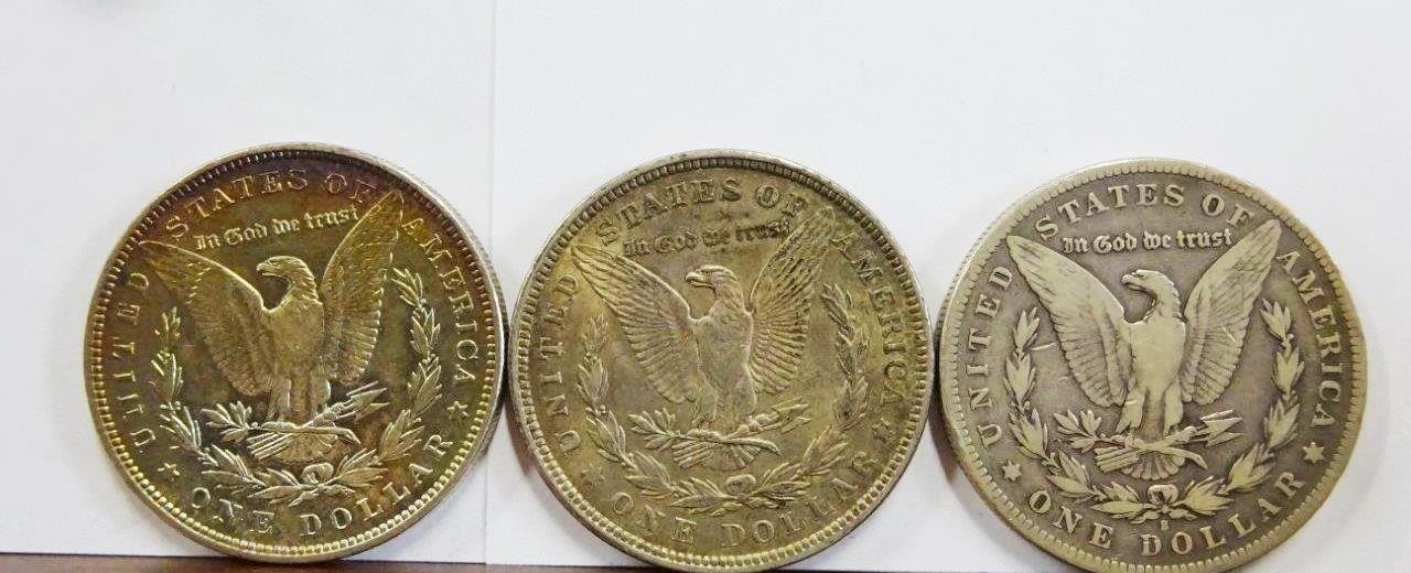 (3) CIRCULATED MORGAN SILVER DOLLARS