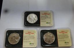 (3) SILVER AMERICAN EAGLE COINS,