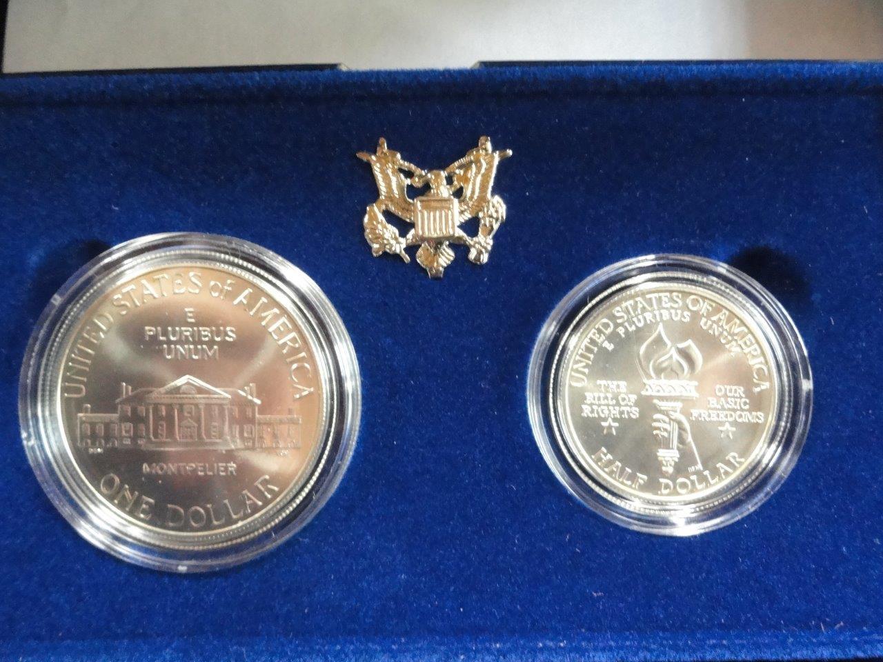 (3) 1993 U.S. MINT BILL OF RIGHTS COMMEMORATIVE TWO-COIN UNCIRCULATED SETS. IN