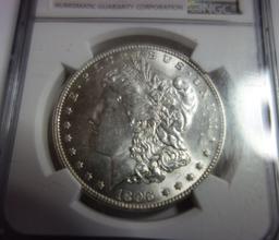 NGC GRADED MS-64, 1896 MORGAN SILVER DOLLAR