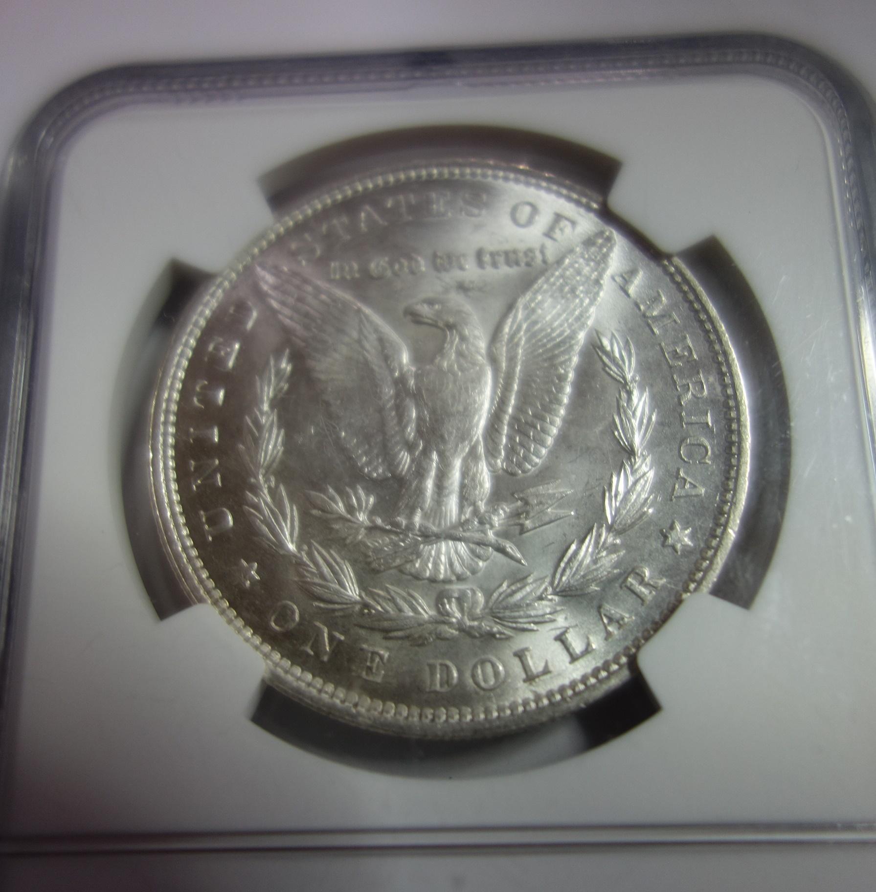 NGC GRADED MS-64, 1896 MORGAN SILVER DOLLAR