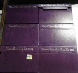 (6) U.S. MINT PROOF SETS: (2) 1987, 1989, (2) 1990, 1991