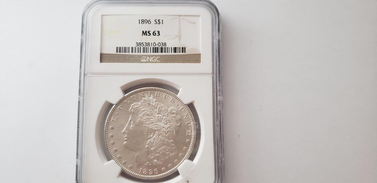 NGC GRADED MS63 1896 MORGAN SILVER DOLLAR