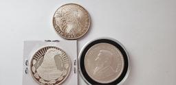 (3) SILVER ONE OUNCE ROUNDS: 2018 KRUGERAND, 1791 BILL OF RIGHTS, NOAH'S ARK