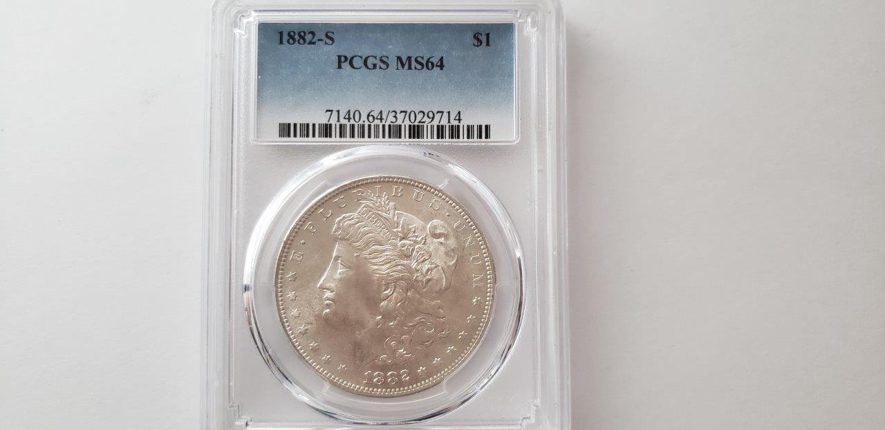 PCGS GRADED MS64 1882-S MORGAN SILVER DOLLAR