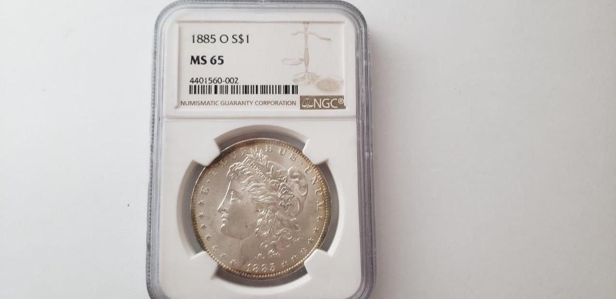 NGC GRADED MS65 1885-O MORGAN SILVER DOLLAR