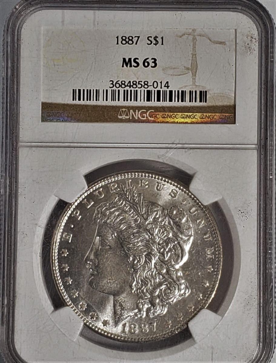 NGC GRADED MS63 1887 MORGAN SILVER DOLLAR